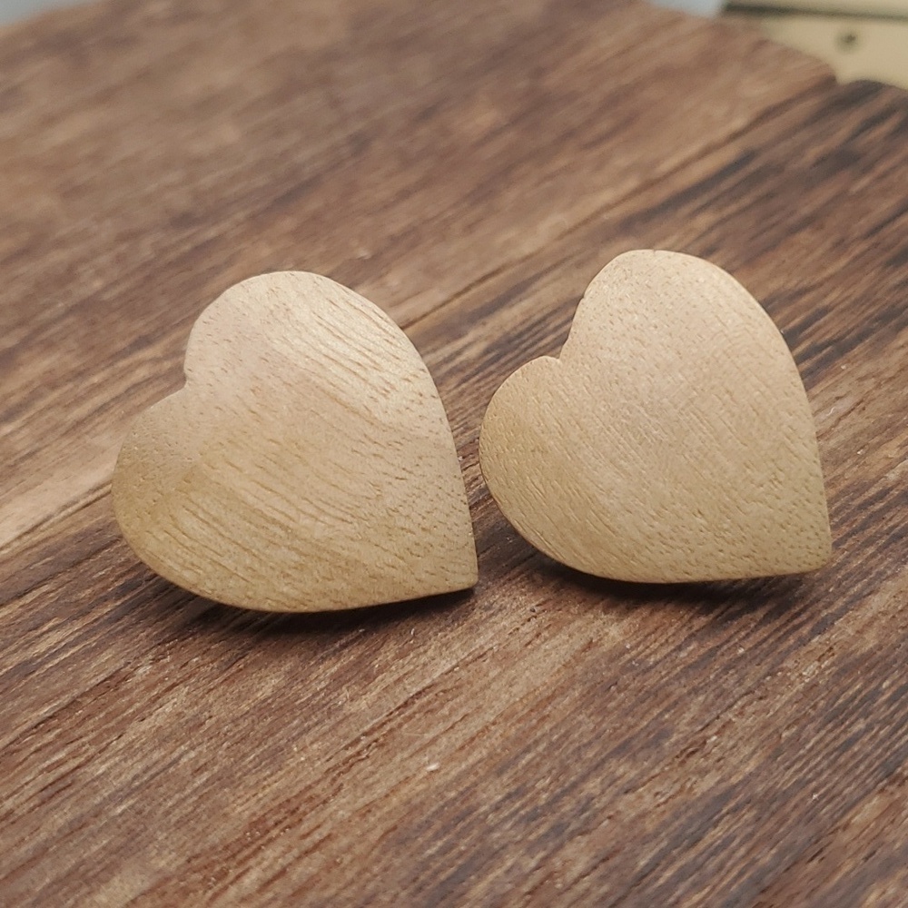 Folsy‎ whimsical wooden heart earrings E756